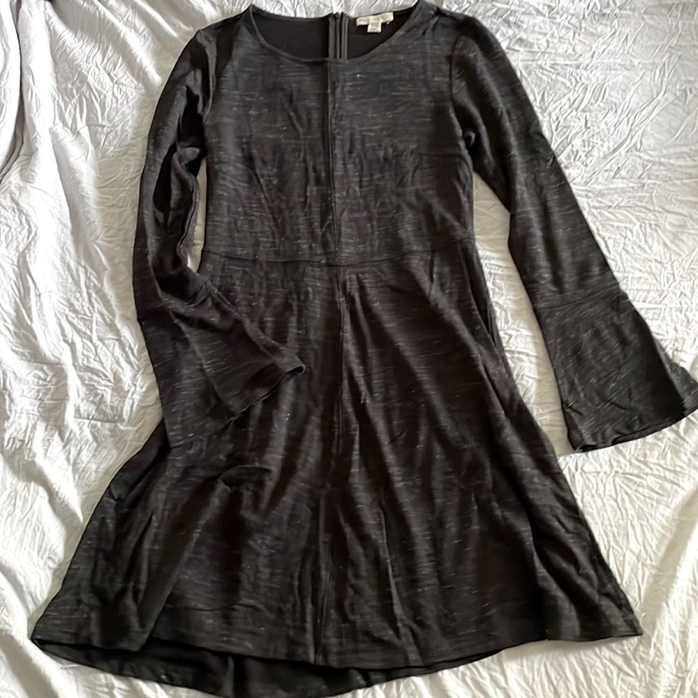 NWOT Elaine Rose Black Heathered Long Sleeve Soft A-Line Dress Size XS